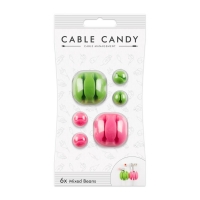 Kabelový organizér Cable Candy Mixed Beans, 6 ks, zelený a růžový