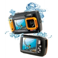 Digitální fotoaparát EasyPix W1400 Active s duálním displejem, vodotěsný 3m, CMOS 14 Mpx - oranžová