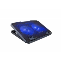Chladící podložka C-TECH CLP-140, 15,6", 2x 140mm, 2x USB, modré podsvícení