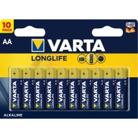 Alkalické baterie Varta Longlife AA, 10 kusů
