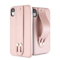 Kryt Guess Saffiano Strap pro iPhone XR (GUHCI61SBSRO) - světle růžová