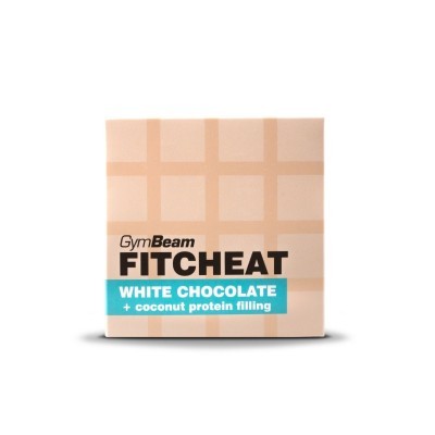 GymBeam Fitcheat Protein Chocolate, 90 g - bílá čokoláda / kokos