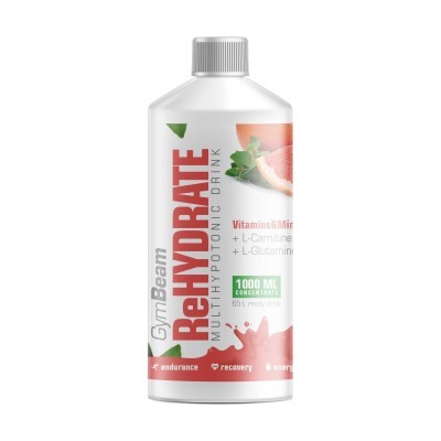Iontový nápoj GymBeam ReHydrate, 1000 ml - růžový grepfruit