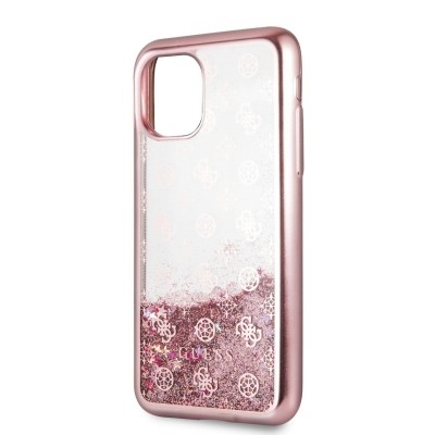 GUHCN61PEOLGP Guess 4G Peony Glitter Zadní Kryt pro iPhone 11 Rose (EU Blister) - růžová