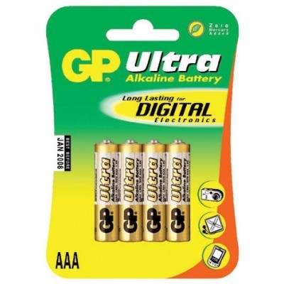 Alkalické baterie GP Ultra Plus AAA 1.5V, 4ks