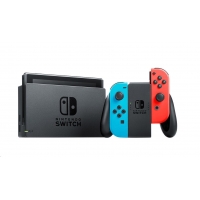 Nintendo Switch console with neon red&blue Joy-Con V2