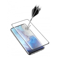 Ochranné zaoblené tvrzené sklo pro celý displej Cellularline Glass pro Samsung Galaxy S20 Ultra, černé