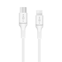 Dlouhý datový a nabíjecí kabel FIXED s konektory USB-C/Lightning a podporou PD, 2 metry, MFI certifikace, 18W, bílý