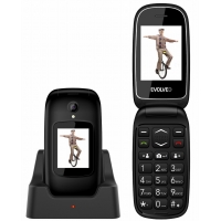 EVOLVEO EasyPhone FD, mobilní telefon pro seniory s nabíjecím stojánkem (černá barva)