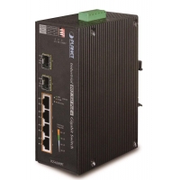 PLANET IGS-624HPT Průmyslový Switch 4x 10/100/1000M PoE+, 2x 100/1000 SFP -40~+75°C, DIN