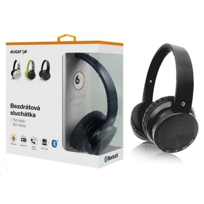 Bluetooth sluchátka ALIGATOR AH02, FM, SD karta - černá