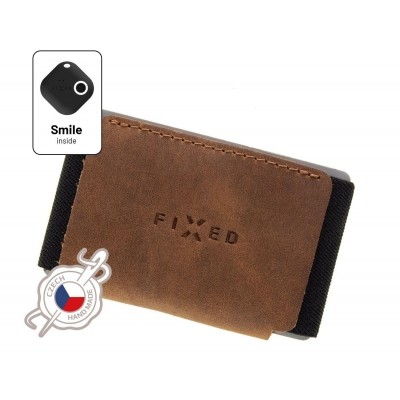 Kožená peněženka FIXED Smile Tiny Wallet se smart trackerem FIXED Smile Motion - hnědá