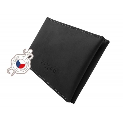 Kožená peněženka FIXED Wallet z pravé hovězí kůže - černá