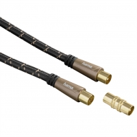 Hama anténní kabel 120 dB, 1,5 m, pozlacený, ferity, opletený, kovové vidlice, bronzová
