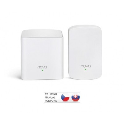 Tenda Nova MW5 (2-pack) WiFi AC1200 Mesh system Dual Band, 2x GLAN/GWAN, další 1x LAN, SMART CZ app