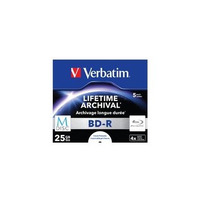 VERBATIM Blu-ray BD-R M-Disc 25GB 4x Printable jewel box, 5ks/pack
