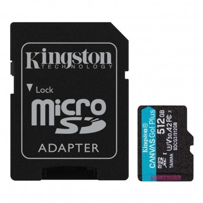512GB microSDXC Kingston Canvas Go! Plus A2 U3 V30 170MB/s + adapter
