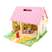 Bigjigs Toys Přenosný dřevěný domeček pro panenky