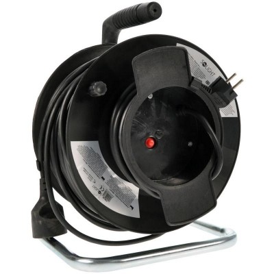Solight prodlužovací přívod na bubnu, 1 zásuvka, 50m, černý kabel, 3x 1,5mm2