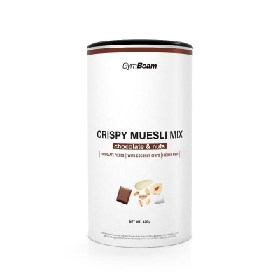 GymBeam Crispy Muesli Mix, 420 g - čokoláda s oříšky