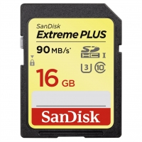 SanDisk Extreme Plus 16 GB SDHC Memory Card,90 MB/s, UHS-I, Class 10, U3, V30