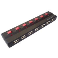 PremiumCord USB 2.0 HUB 7-portový s napájecím zdrojem a vypínači portů