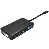 PremiumCord Převodník USB3.1 typ C na HDMI + DVI + VGA + DisplayPort