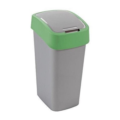 Koš Curver® FLIP BIN 10L, šedostříbrná/zelená, na odpadky