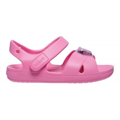 Crocs Classic Cross-Strap Charm Sandal Kids - Pink Lemonade, C6 (22-23)