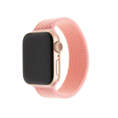 Elastický nylonový řemínek FIXED Nylon Strap pro Apple Watch 42/44mm, velikost L, růžový