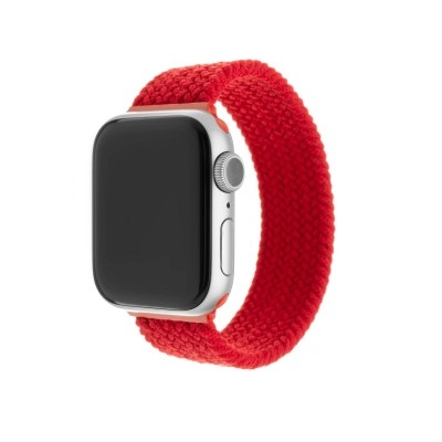 Elastický nylonový řemínek FIXED Nylon Strap pro Apple Watch 42/44mm, velikost XL, červený