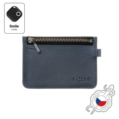 Kožená peněženka FIXED Smile Coins se smart trackerem FIXED Smile Pro, modrá - modrá