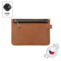 Kožená peněženka FIXED Smile Coins se smart trackerem FIXED Smile Pro, hnědá - hnědá