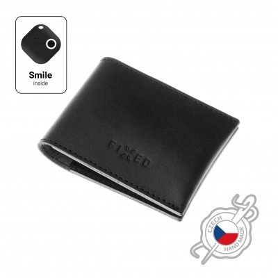 Kožená peněženka FIXED Smile Wallet se smart trackerem FIXED Smile PRO, černá - černá