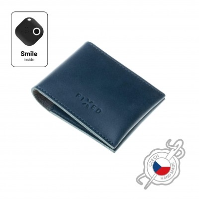 Kožená peněženka FIXED Smile Wallet se smart trackerem FIXED Smile PRO, modrá - modrá