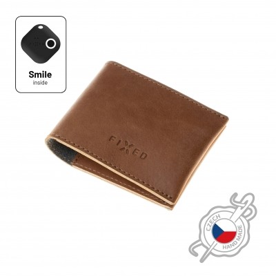 Kožená peněženka FIXED Smile Wallet se smart trackerem FIXED Smile PRO, hnědá - hnědá