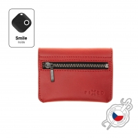 Kožená peněženka FIXED Smile Tripple se smart trackerem FIXED Smile Pro, červená - červená