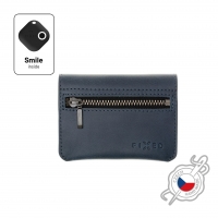 Kožená peněženka FIXED Smile Tripple se smart trackerem FIXED Smile Pro, modrá - modrá