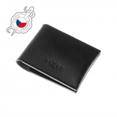 Kožená peněženka FIXED Wallet z pravé hovězí kůže, černá - černá