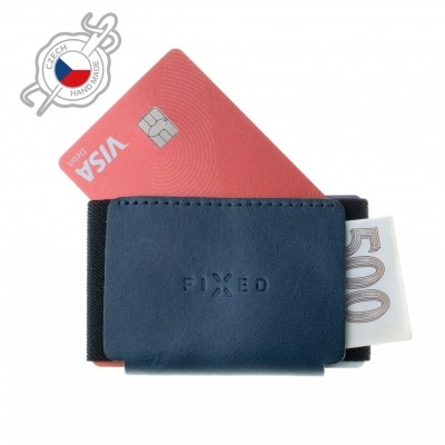 Kožená peněženka FIXED Tiny Wallet z pravé hovězí kůže, modrá - modrá