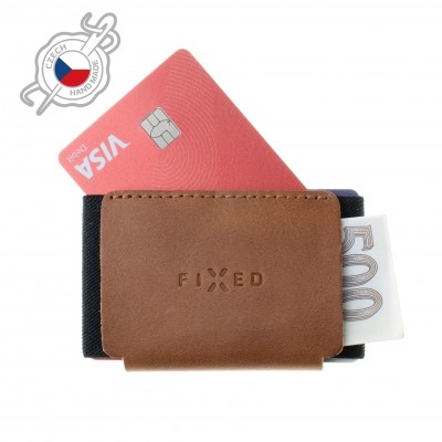 Kožená peněženka FIXED Tiny Wallet z pravé hovězí kůže, hnědá - hnědá