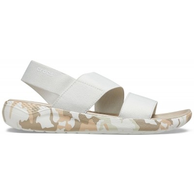 Crocs LiteRide Printed Camo Stretch Sandal - Almost White, W6 (36-37)