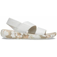 Crocs LiteRide Printed Camo Stretch Sandal - Almost White, W7 (37-38)