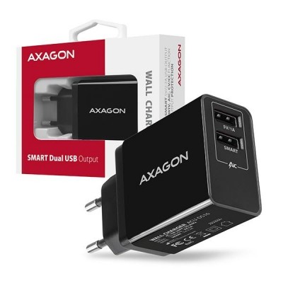 AXAGON ACU-DS16, SMART nabíječka do sítě, 2x USB výstup 5V/2.2A + 5V/1A, 16W