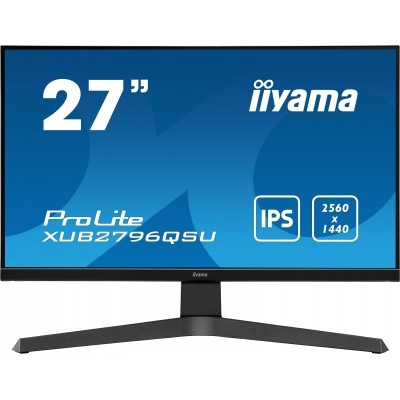 27" iiyama XUB2796QSU-B1: IPS, WQHD@75Hz, 250cd/m2, 1ms, HDMI, DP, USB, FreeSync, pivot, černý