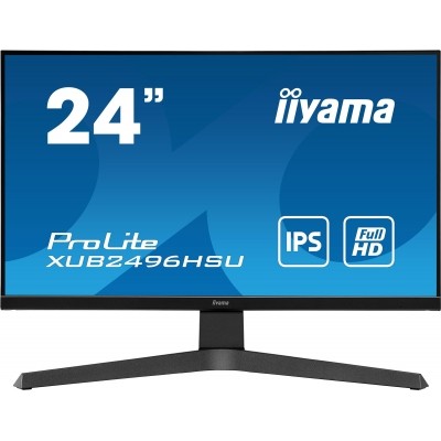 24" iiyama XUB2496HSU-B1: IPS, FullHD@75Hz, 250cd/m2, 1ms, HDMI, DP, USB, height, pivot, černý