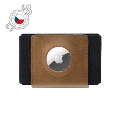 Kožená peněženka FIXED Tiny Wallet for AirTag z pravé hovězí kůže, hnědá - hnědá