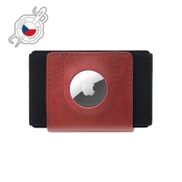 Kožená peněženka FIXED Tiny Wallet for AirTag z pravé hovězí kůže, červená - červená