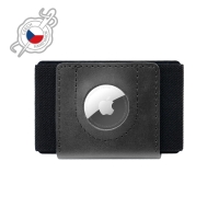 Kožená peněženka FIXED Tiny Wallet for AirTag z pravé hovězí kůže, černá