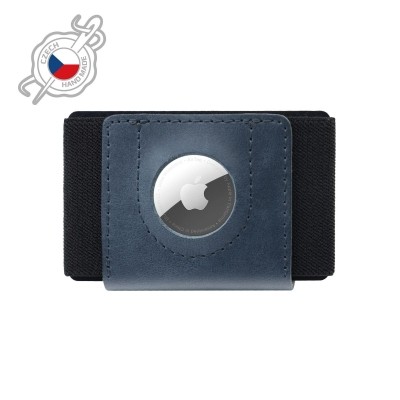 Kožená peněženka FIXED Tiny Wallet for AirTag z pravé hovězí kůže, modrá - modrá